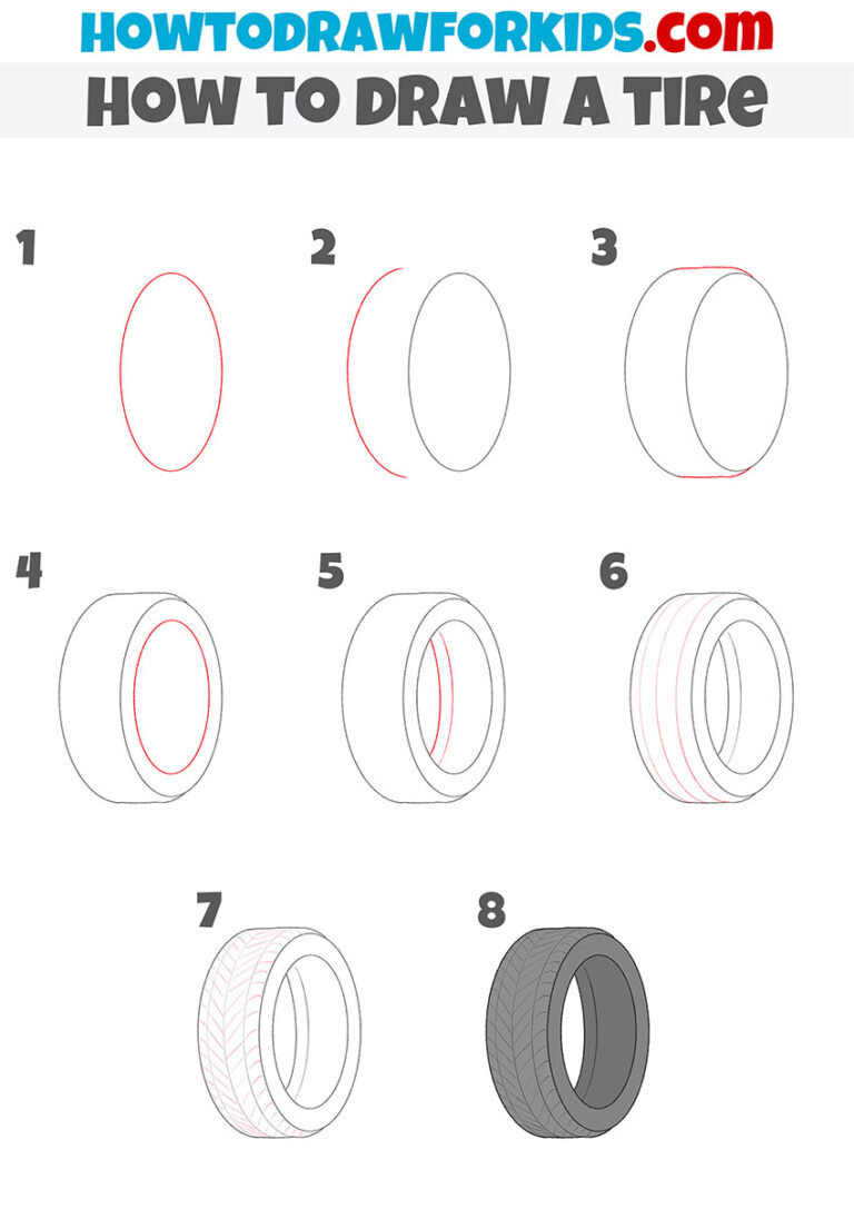 How to Draw a Tire Easy Drawing Tutorial For Kids