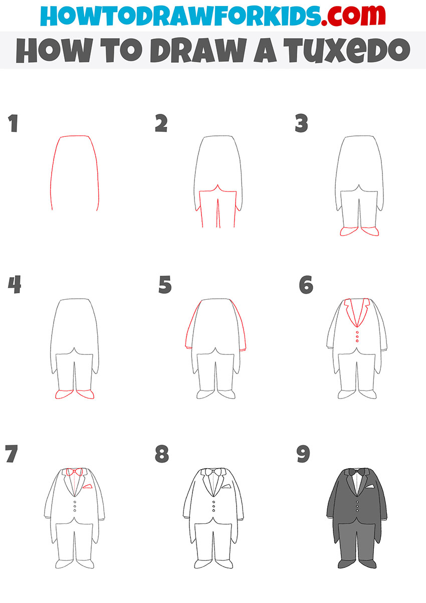 How to Draw a Tuxedo Easy Drawing Tutorial For Kids