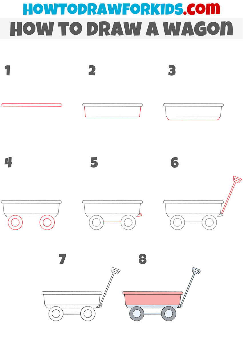 how to draw a wagon step by step