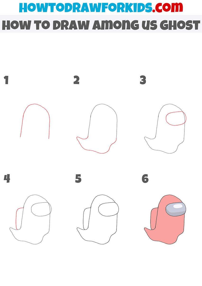 how to draw among us ghost step by step