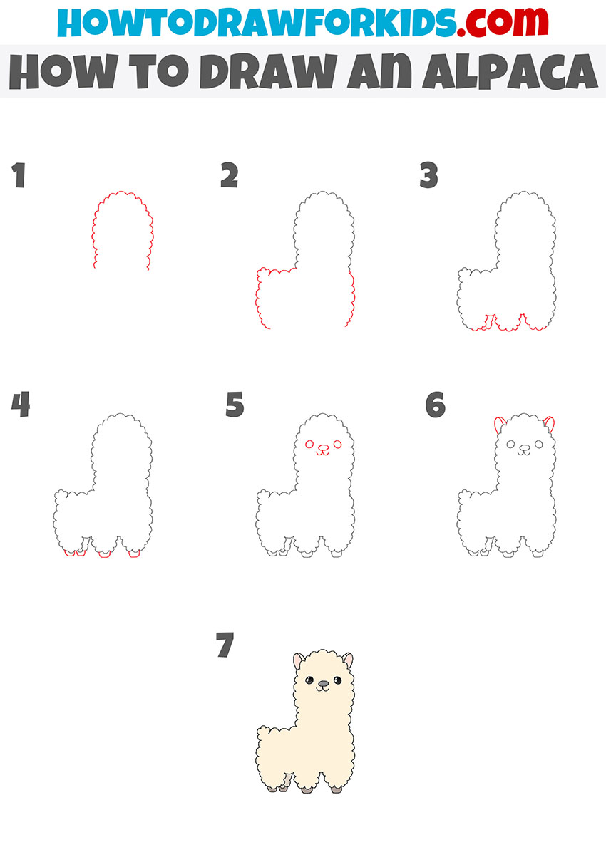 how to draw an alpaca step by step