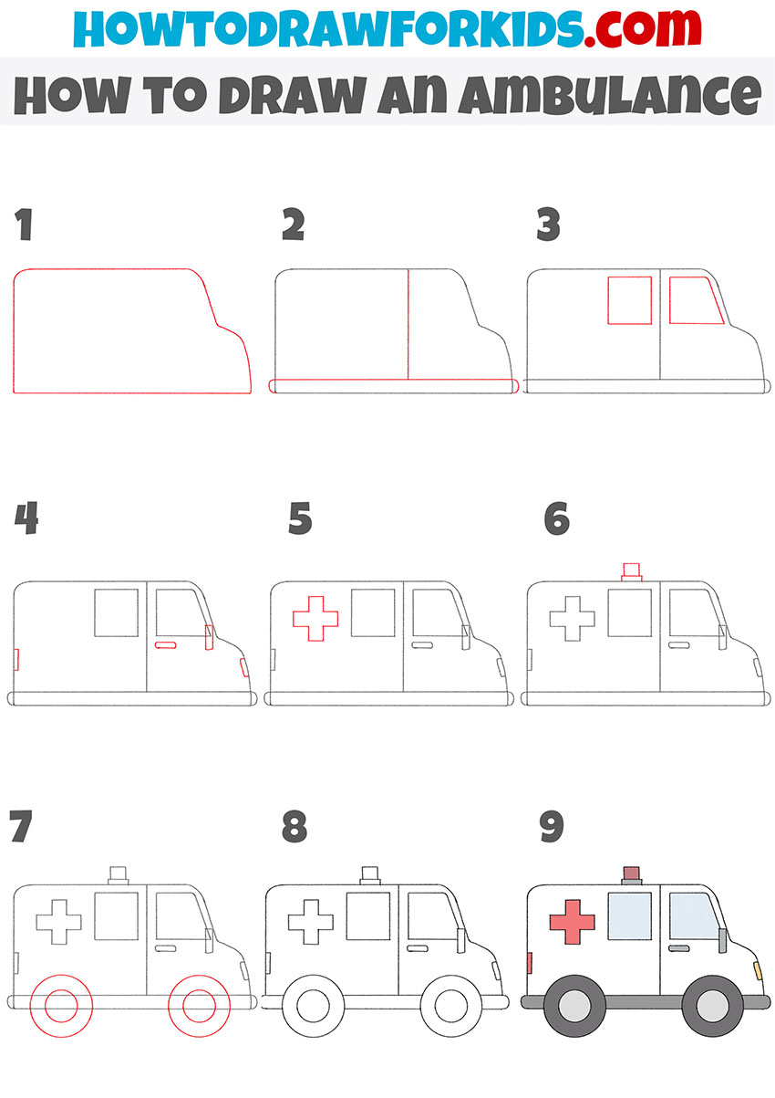 how to draw an ambulance step by step