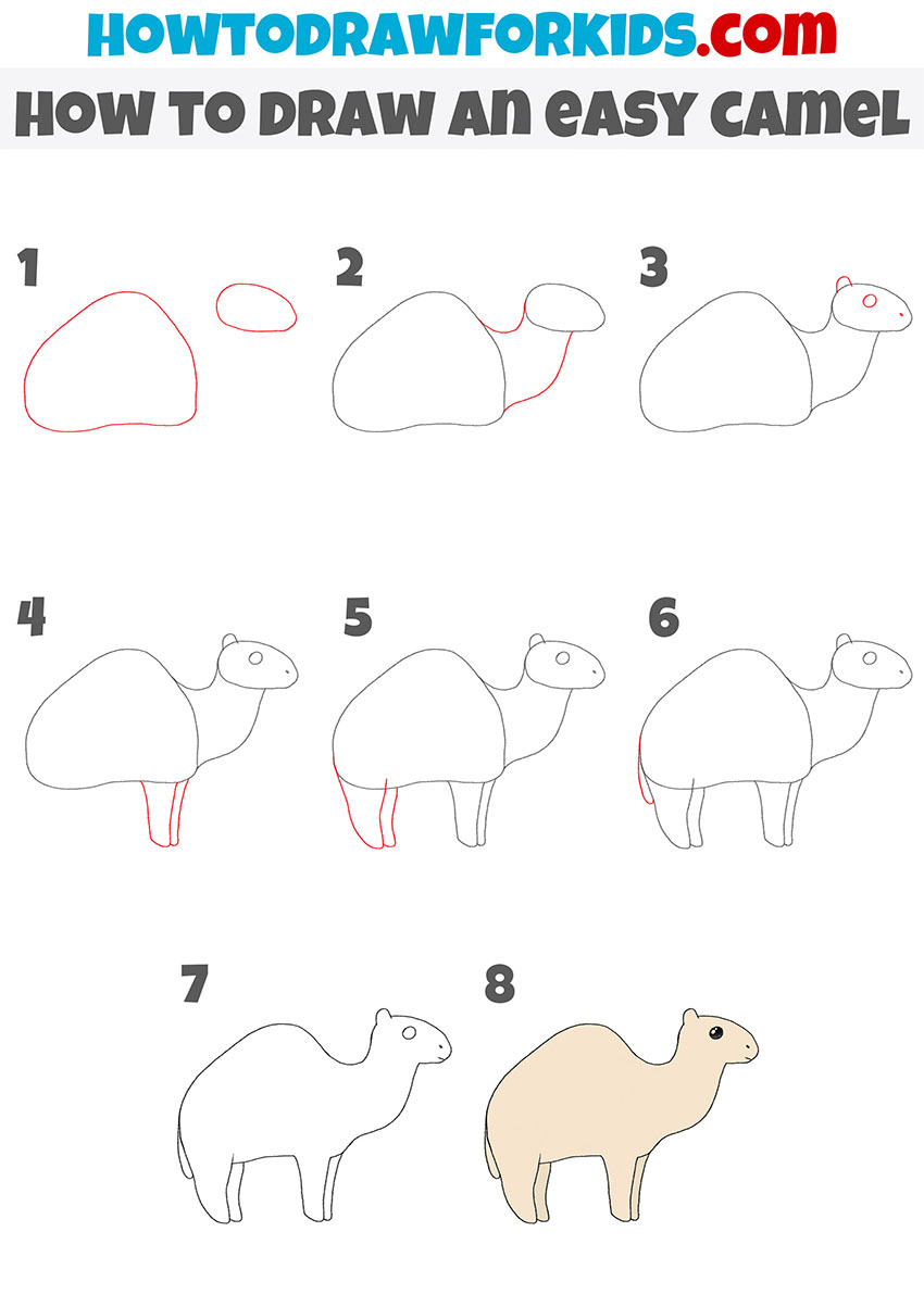how to draw an easy camel step by step
