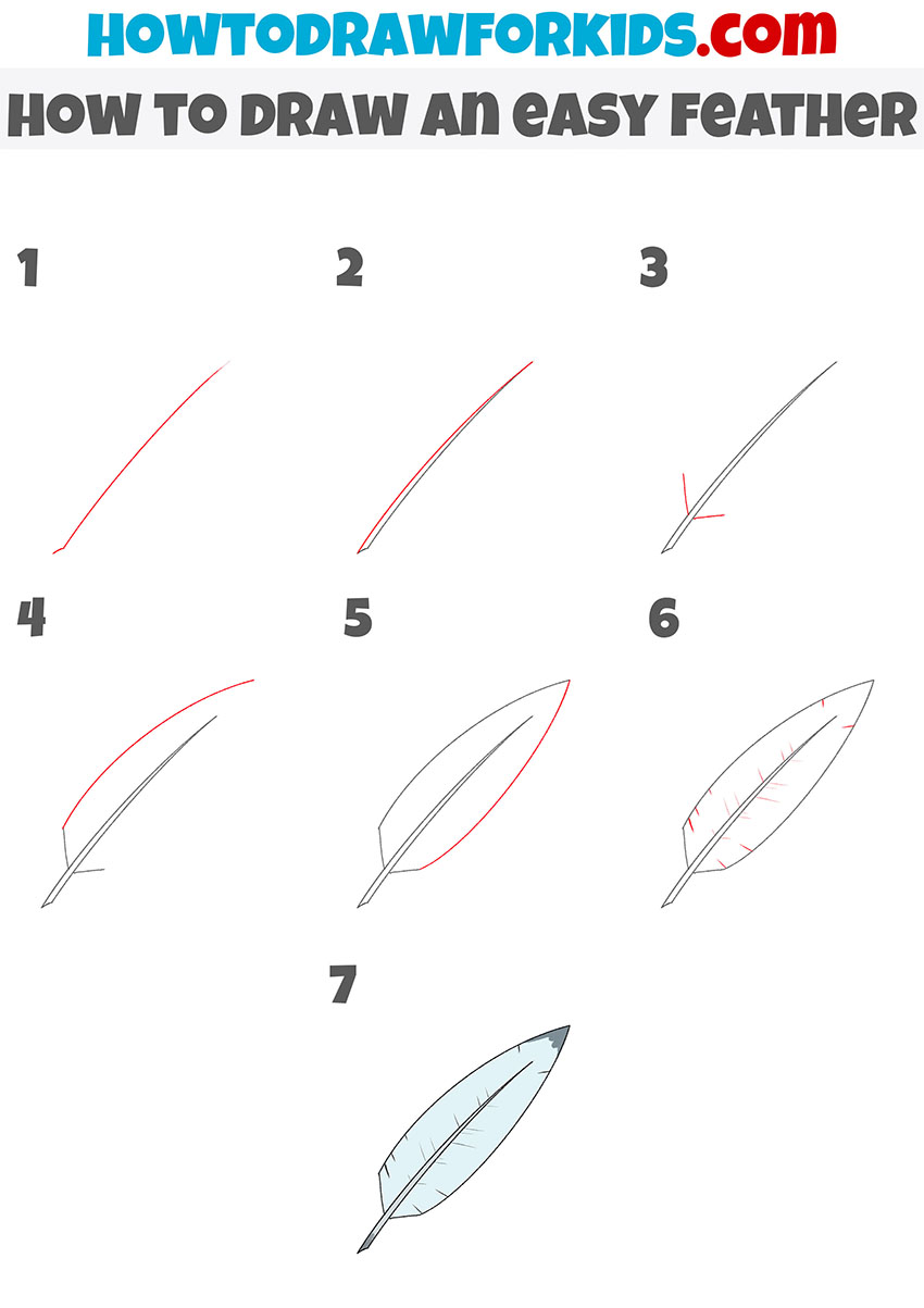 how to draw an easy feather step by step