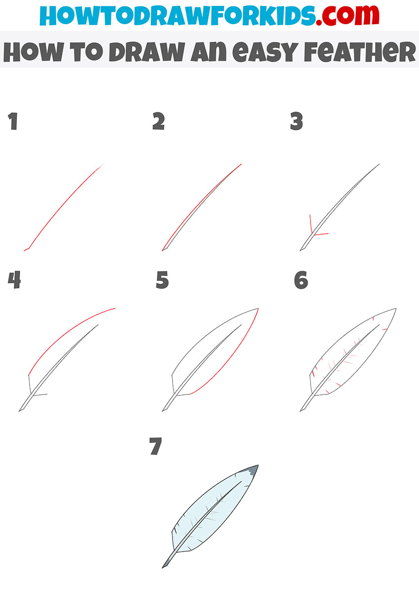 how to draw a feather step by step