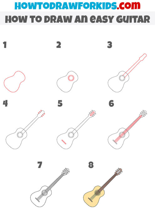 How to Draw a Guitar - Easy Drawing Tutorial For Kids