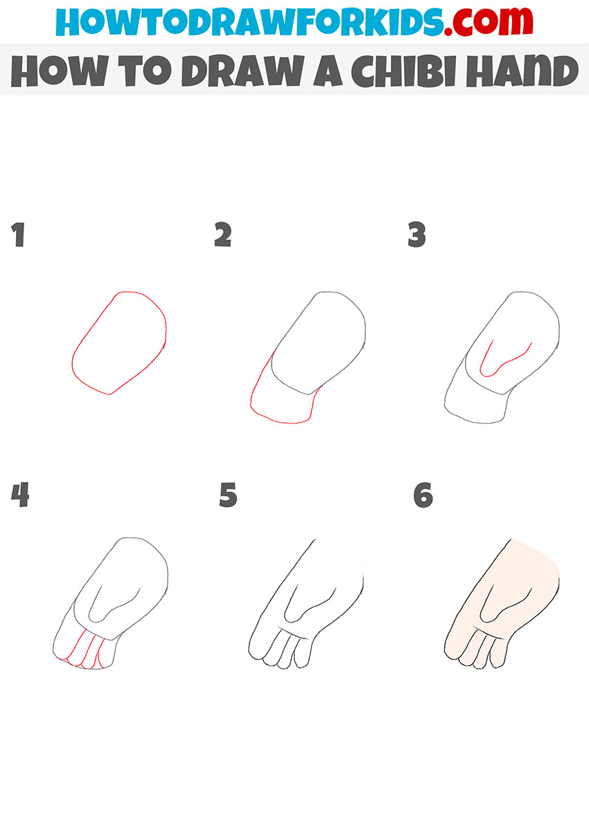 how to draw chibi hand step by step