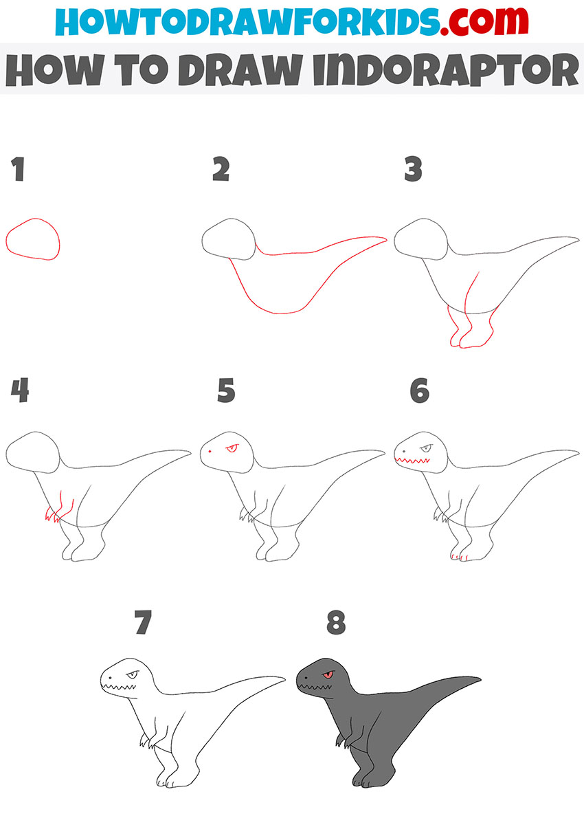 how to draw the indoraptor step by step