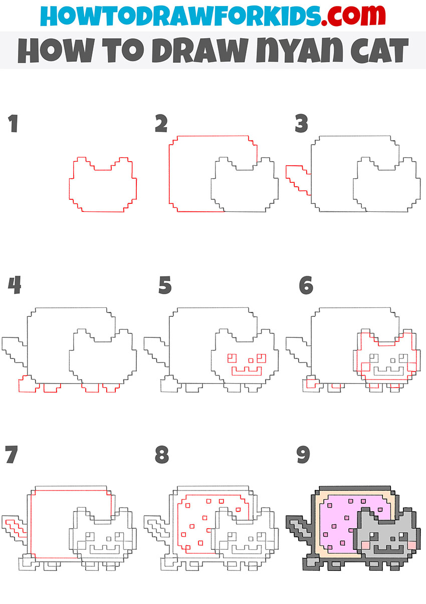 how to draw nyan cat step by step