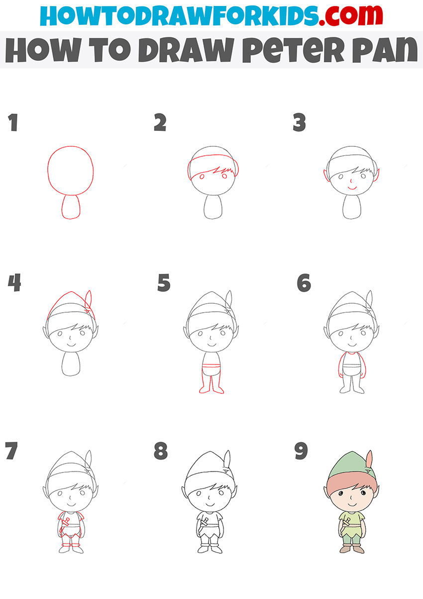 how to draw peter pan step by step