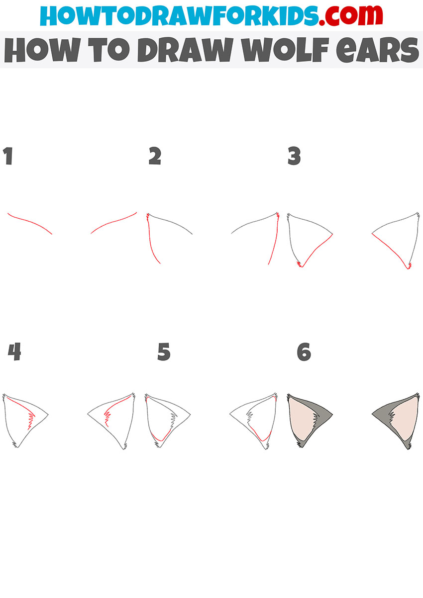 how to draw wolf ears step by step