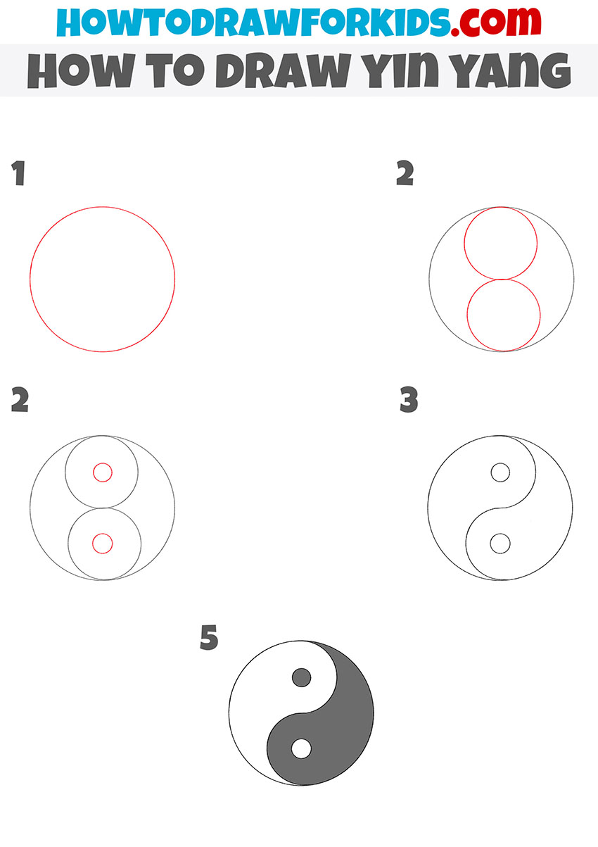 how to draw yin yang step by step