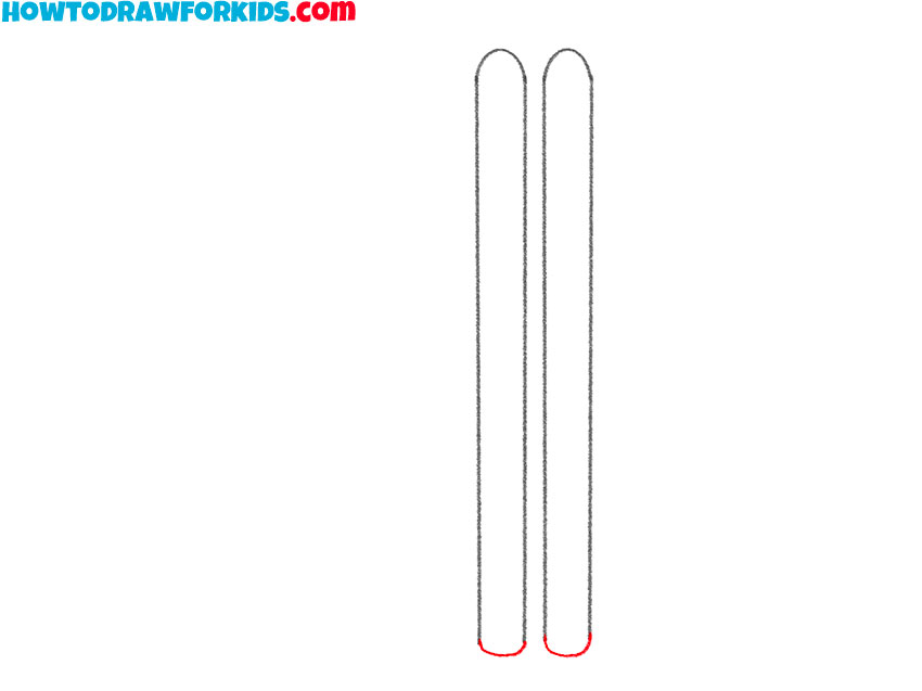 how to draw skis with pencil