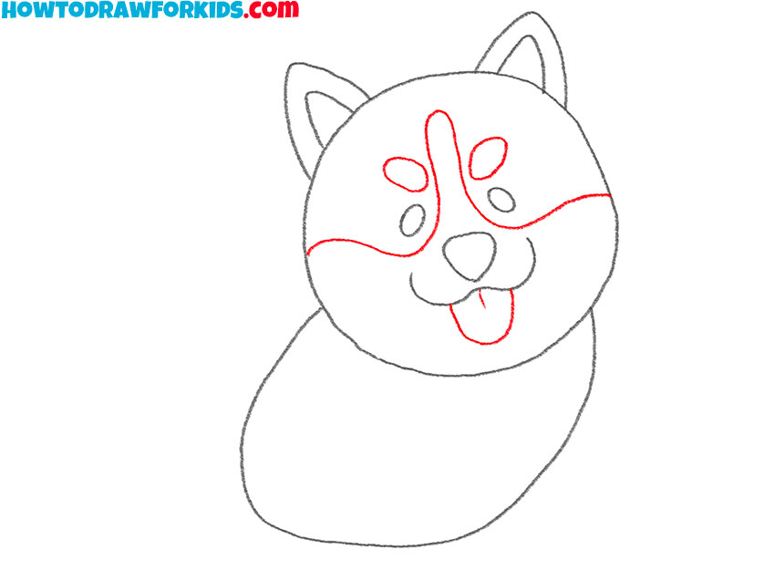 how to draw a husky puppy face
