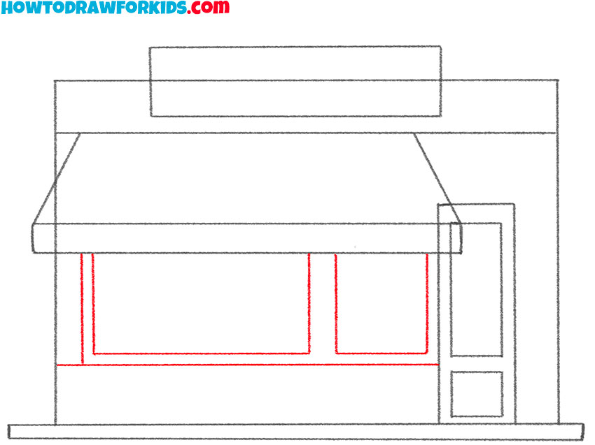 how to draw a restaurant building