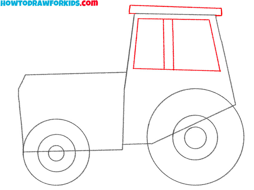 how to draw a big tractor