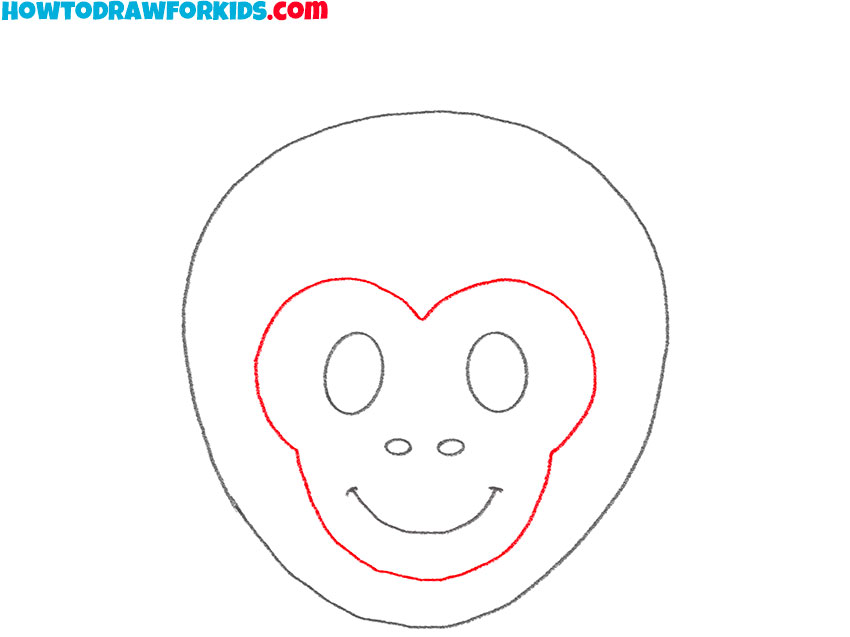 how to draw a monkey face for kids