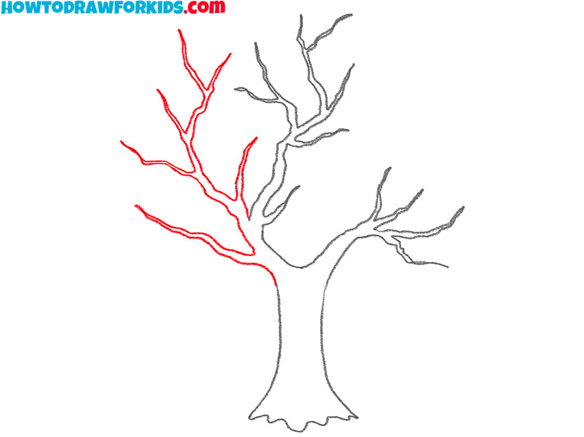 how to draw an easy tree without leaves