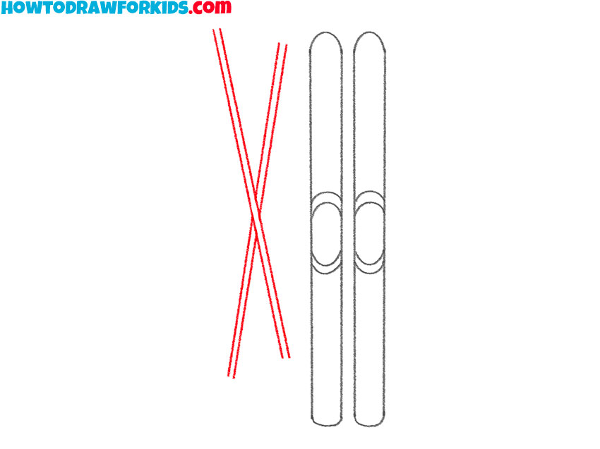 how to draw snow skis