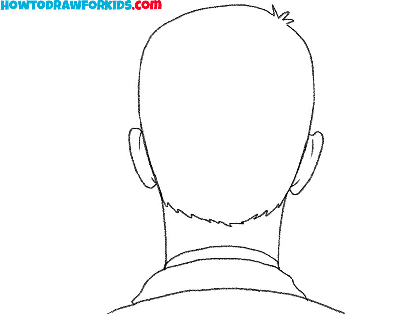 cartoon head from the back drawing