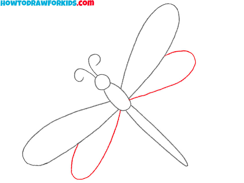 how to draw a blue dragonfly