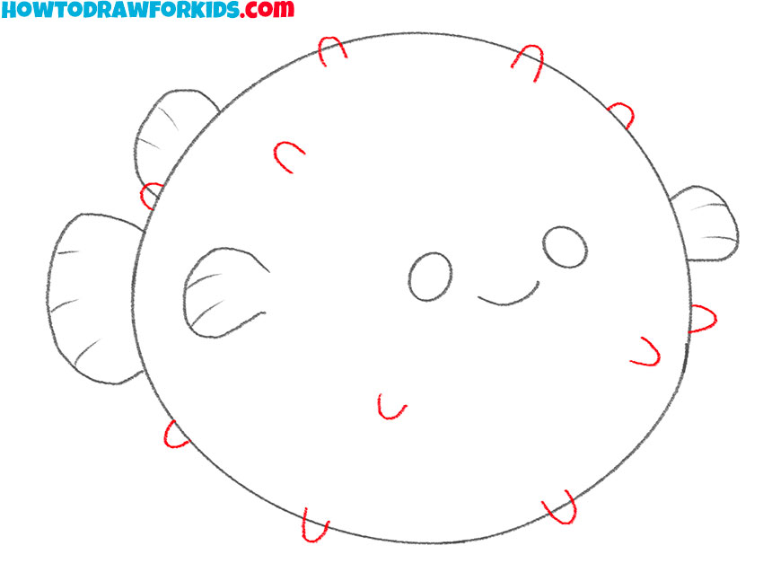 how to draw a cartoon puffer fish