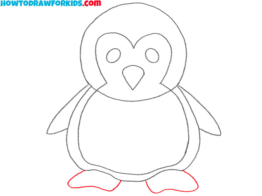 how to draw a cute baby penguin easy