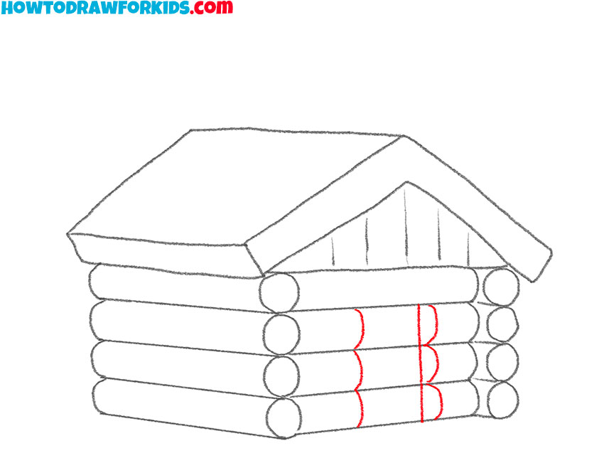 how to draw a simple log cabin