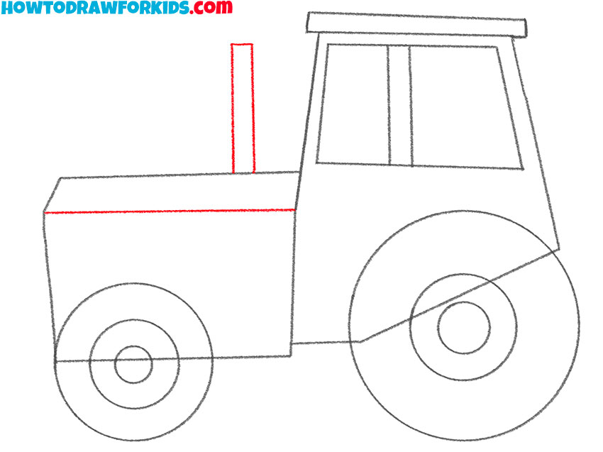 how to draw a simple tractor step by step