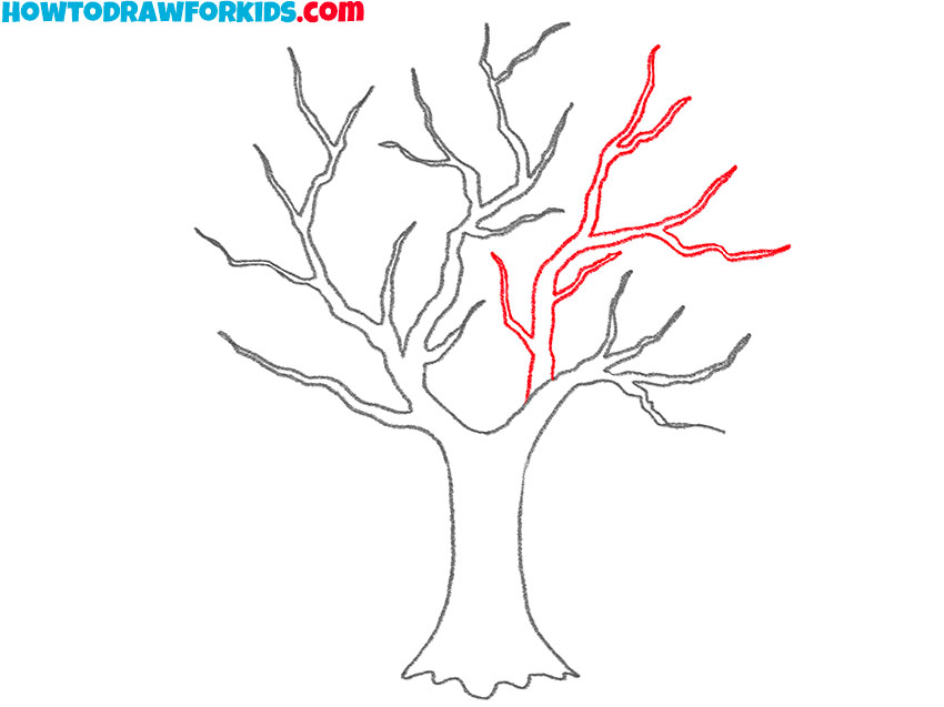 how to draw a winter tree without leaves
