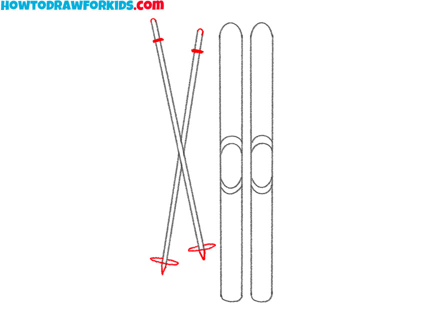 how to draw cartoon skis