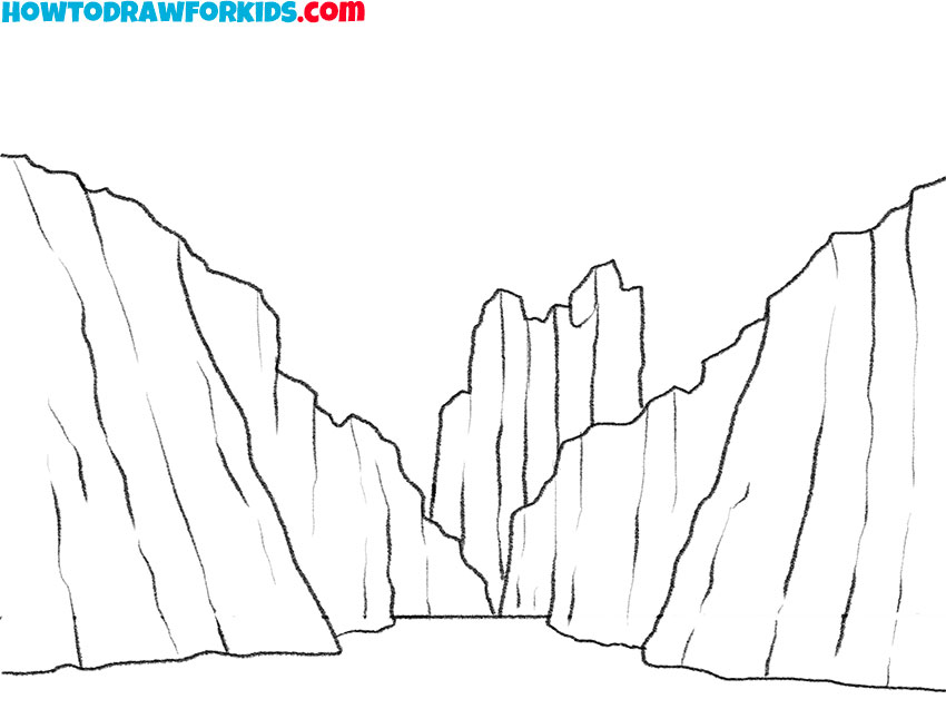 how to draw a canyon for beginners