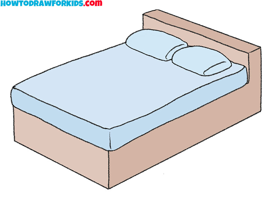 how to draw a cartoon bed