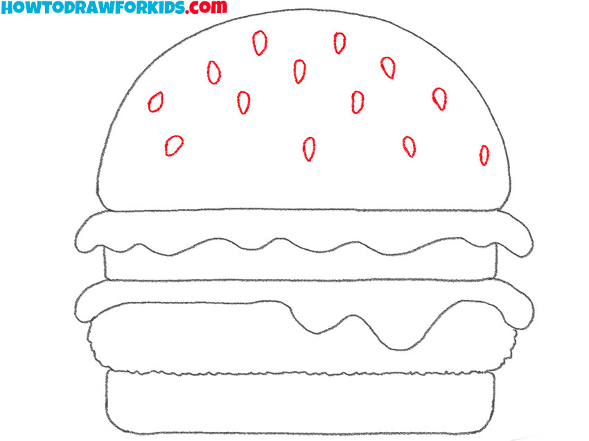 how to draw a cheeseburger for beginners