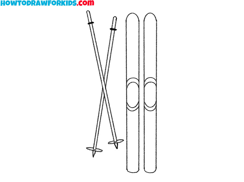 skis drawing lesson