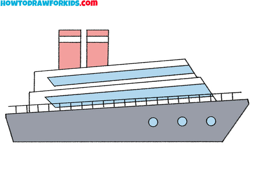 How to Draw a Cruise Ship Easy Drawing Tutorial For Kids