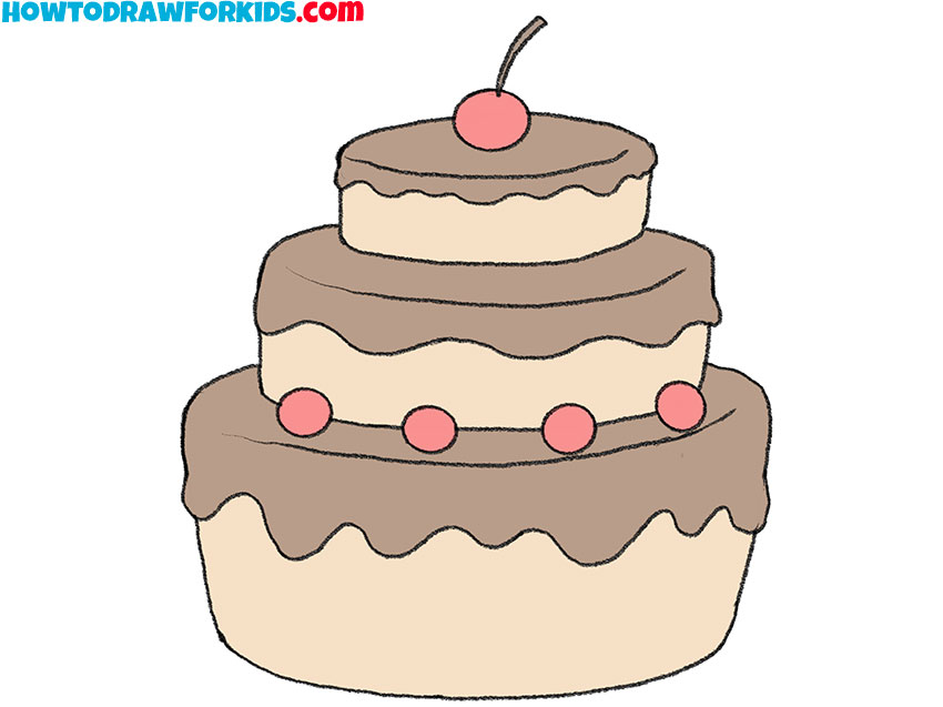 How to Draw a Cake  Step by Step Drawing Tutorial  Easy Peasy and Fun