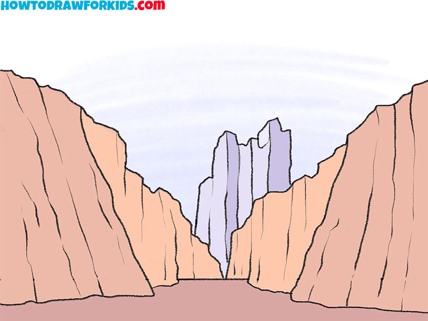  how to draw a canyon for kindergarten