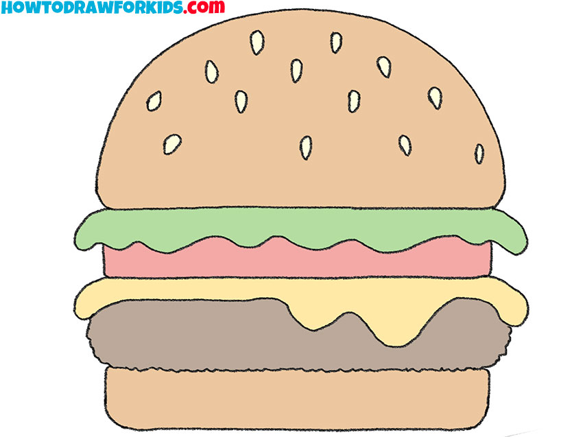  how to draw a cheeseburger for kindergarten