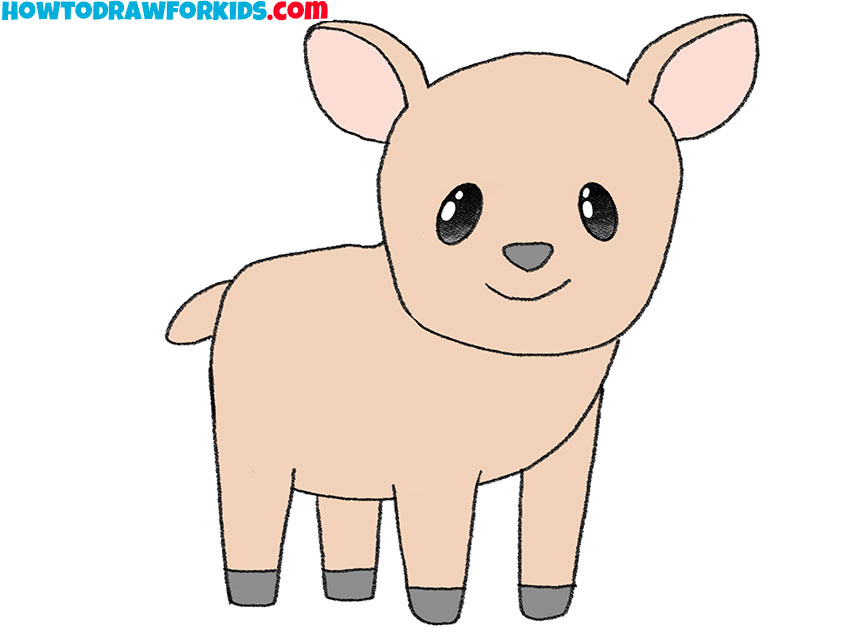 how to draw a cute baby deer easy