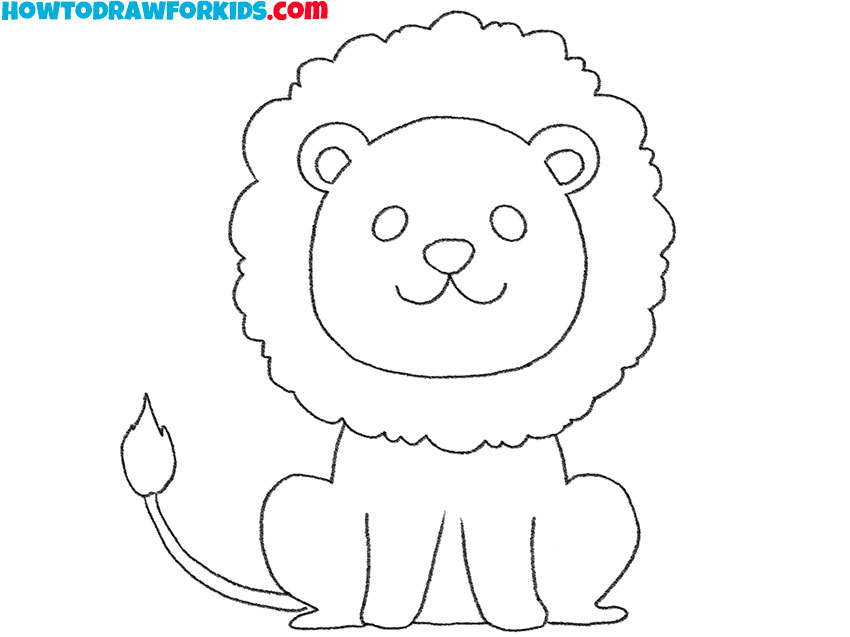 Transparent Lion Clipart Black And White - Easy Lion Cub Drawings, HD Png  Download - kindpng