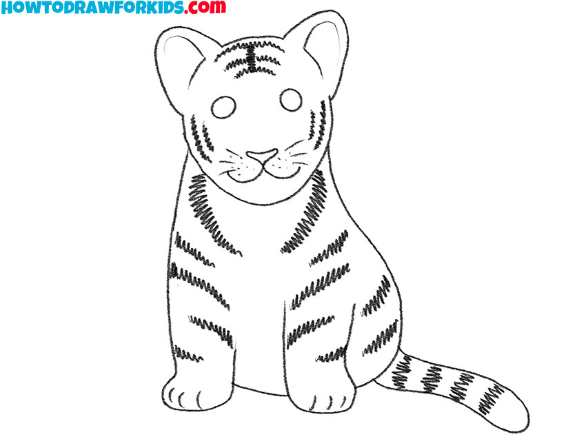 how to draw a tiger black and white