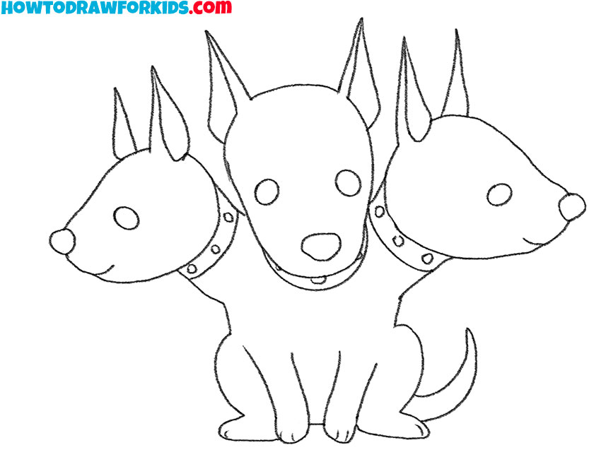 how to draw cerberus for kids