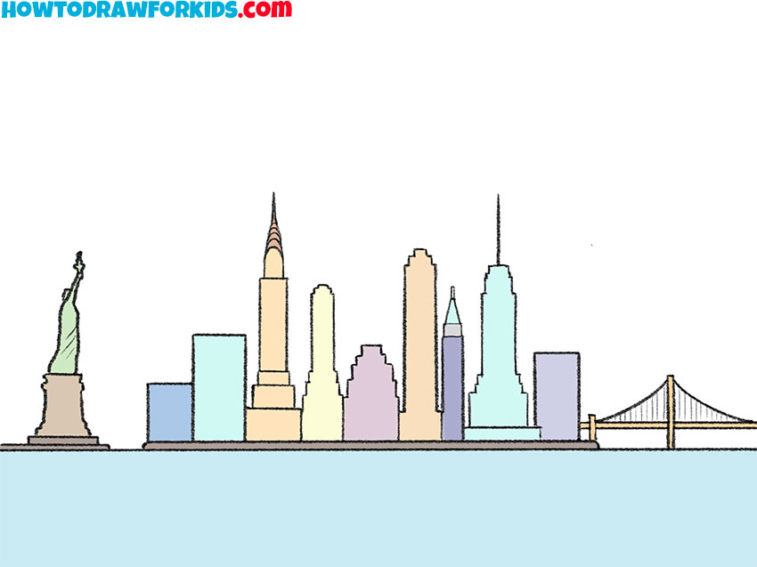 how to draw new york city skyline