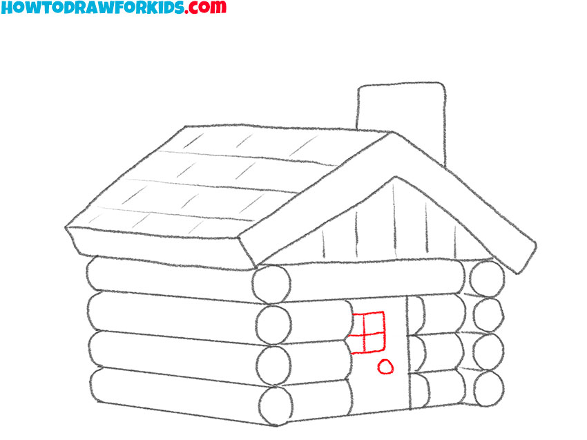 log cabin drawing tutorial
