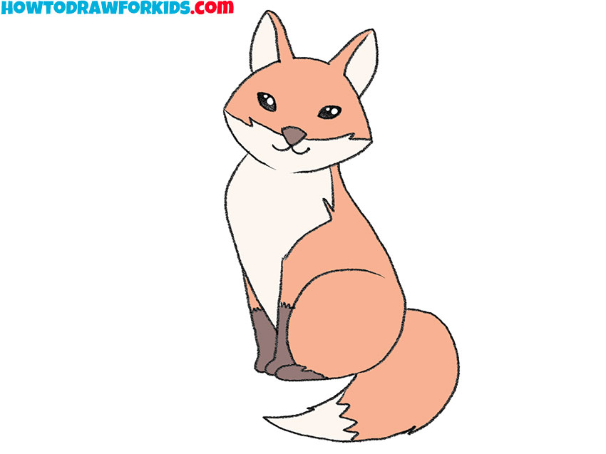 how to draw a cartoon red fox
