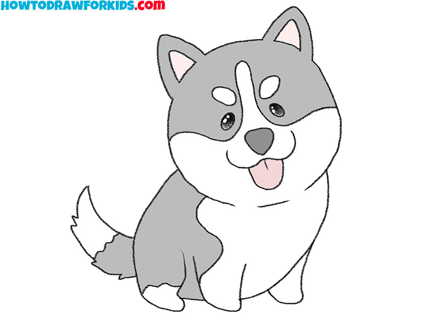 how to draw a husky puppy easy