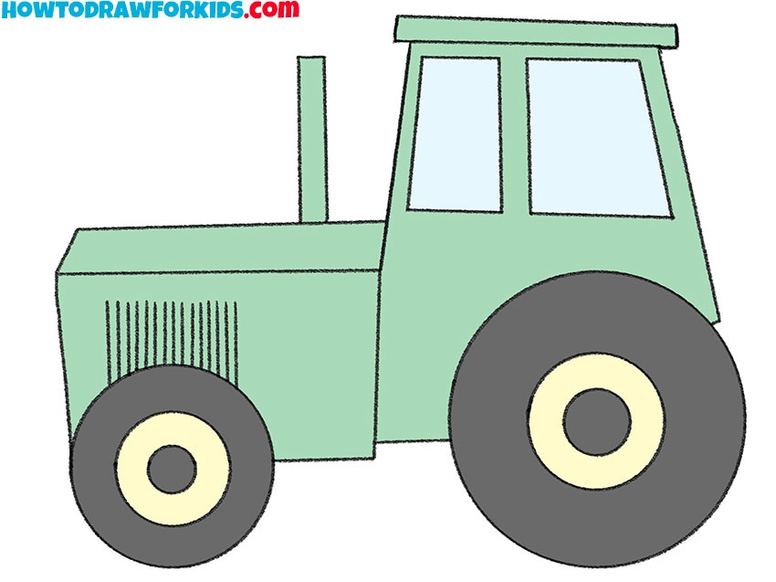 how to draw a simple tractor