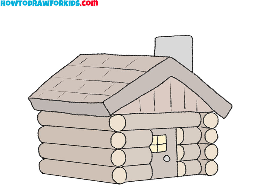 simple log cabin drawing