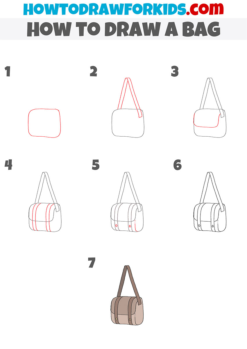 how to draw a bag step by step